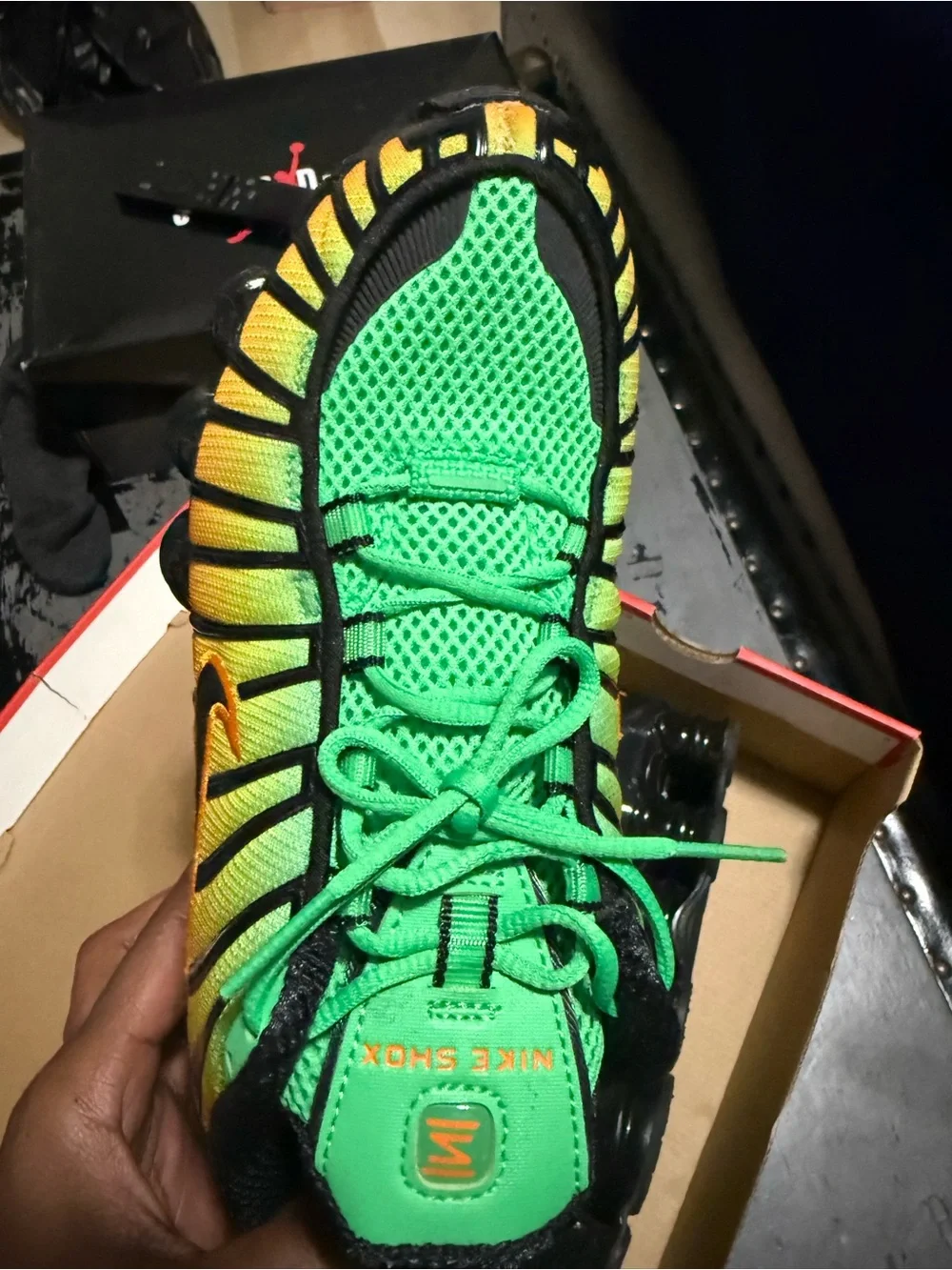 Nike Kids' Black/Green/Orange Air Shox TL